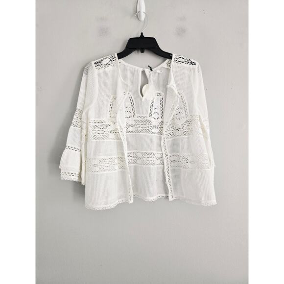 Tularosa White Button Front Crochet Top XS NWT - Picture 1 of 5